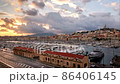 timelapse of cloudscape over Old Port of Marseille and Notre Dame de la Garde, Marseille, France 86406145