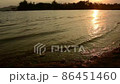 Wave and marsh at  Lake in Thailand, at sunset. 4K UHD. 86451460