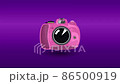 Pink beautiful cute camera makes a flash 86500919