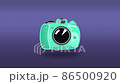 Green beautiful cute camera makes a flash 86500920