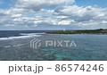 A drone shot of Cape Zanpa, a scenic light spot in Yomitan Village, Okinawa Prefecture, from the sky 86574246