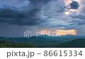 Time lapse video 4k, Nature environment Dark sky Big clouds Black moving storm clouds Thunderstorms on the horizon Time lapse Giant storms Fast moving Movie time Pang Puay Mea Moh, Lam pang Thailand.	 86615334