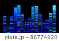 Blue stripes in the equalizer structure. Sound background. 86774920