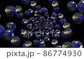 Alternative Universe. Many planets Earth floating in space. 86774930