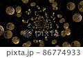 Golden coins. Coins flying in the tunnel. 86774933