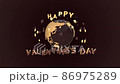 Valentine's Day animation 3D with title and a rotating hearts around the earth on a seamless loop 86975289