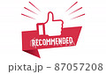 banner recommended with thumbs up. 4K video 87057208