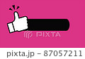 Thumb up emblem. Pink color. Recommendation best seller sign. Good advice. Recommended sale label. Bestseller sticker. 4K video 87057211