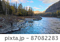 a man fishing on the banks of a picturesque river panorama of the water 87082283