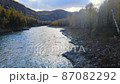 river autumn forest flight from a copter beautiful nature russia 87082292