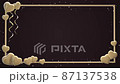 An animated 3D gold heart frame with glowing particles and gentle motion in seamless loops on the dark brown background 87137538