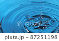Slow motion. A drop of water falls into blue water. Panorama 87251198