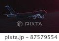 3D Animation of passenger airplane wireframe rotating. Seamless loop. 87579554