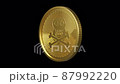 3D rendering gold Bitcoin spin with skull crossbones icon, Cryptocurrency investment technology digital money risk concept on white background seamless looping animation 4K, luma matte alpha channel 87992220