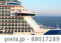 Close-up of cabins at stern of cruise ship 88017289