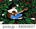 Illustration of a man playing the guitar to the music 88060607