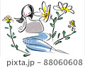 Flowers, women and butterflies swaying in the breeze 88060608