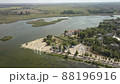 Aerial to Starokostiantyniv castle built at the confluence of the Sluch and Ikopot rivers, Ukraine 88196916