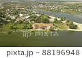 Aerial to Starokostiantyniv castle built at the confluence of the Sluch and Ikopot rivers, Ukraine 88196948