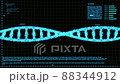 Seamless futuristic technological interface that analyzes human DNA (Deoxyribonucleic acid), displayed patient medical data, genome sequencing, DNA imaging. health care information 88344912
