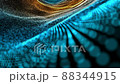 seamless Abstract digital blue and glod color wave with flowing small particles dance motion on wave and light abstract background.	 88344915