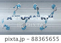 Automated Robot Arm Assembly Line Automation text label. Automation white concept. 88365655