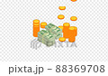 Illustration video material where coins and wads are piled up 88369708