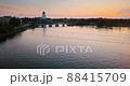 Vyborg, Russia aerial view at medieval saint Olaf castle in the island. City view at sunset in 88415709