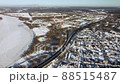 Shooting of winter countryside with highway during dron fly 88515487