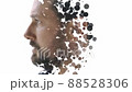A double exposure portrait of a man's profile combined with brush strokes 88528306