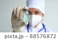 Infectious doctor show COVID 19 vaccine for prevention, immunization and treatment for new corona virus infection. Medical technology concept 88576872