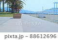 A beach with palm trees and a blue sky on the beach of the Seto Inland Sea 88612696