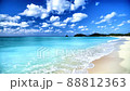 沖繩碧海、白沙灘、藍天白雲 88812363