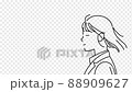 一個女人在輪廓和頭髮在風中飄揚的插圖動畫。帶 Alpha 通道。 一個女人在輪廓和頭髮在風中飄揚的插圖動畫。帶 Alpha 通道。 88909627