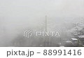 Factory chimneys blowing pollution in environment. Aerial drone view of industry complex. Industrial air pollution from smokestacks. Toxic smoke from chimney in industrial area during winter. 88991416