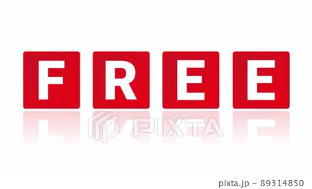 赤い「FREE」のパネルがアニメーションする動画素材の動画素材