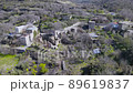 drone aerial abandoned village cyprus old ruined ancient town  89619837