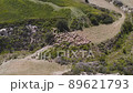 drone aerial 4k sheep field farm flock goats grazing meadow rural  89621793