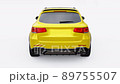 An expensive, ultra-fast sports SUV car for exciting driving in the city, on the highway and on the race track. 3D model of a yellow car on a white isolated background. 3d rendering. 89755507