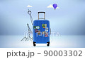 Baggage with world sights silhouettes. 3d video 90003302