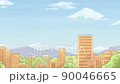 Cityscape animation of moving clouds Blue sky 90046665