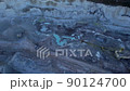 Excavator load limestone in mining truck in open pit mine. Haul truck transports chalk and clay  90124700