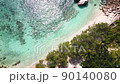 4K Aerial view top view drone move Beautiful topical beach with white sand. Top view empty and clean beach. Beautiful Phuket beach is famous tourist destination at Andaman sea 90140080