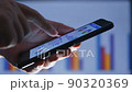 Finger Touching Phone With Business Report 90320369