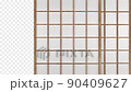 Shoji video that opens and closes, one-sided opening, a set of Aragumi shoji and horizontal traditional shoji, 1/2 in the morning 90409627