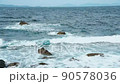 【玄界灘】岩に打ち寄せる波 90578036