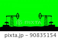 Classic Oil derrick pump working petroleum wells, cycle animation green screen 90835154