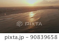 海と風力発電と夕日の空撮 90839658