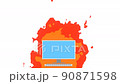 燃燒的電腦動畫素材 90871598