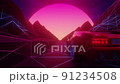 80s retro synthwave style 3d render animation loop 91234508